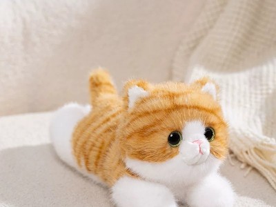 屋伴AI黄色仿真猫咪玩偶娃娃毛绒玩具玩偶趴睡抱枕图9