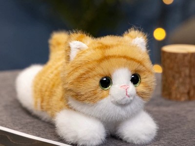 屋伴AI黄色仿真猫咪玩偶娃娃毛绒玩具玩偶趴睡抱枕图8