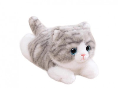 屋伴AI灰色仿真猫咪玩偶娃娃毛绒玩具玩偶趴睡抱枕图2